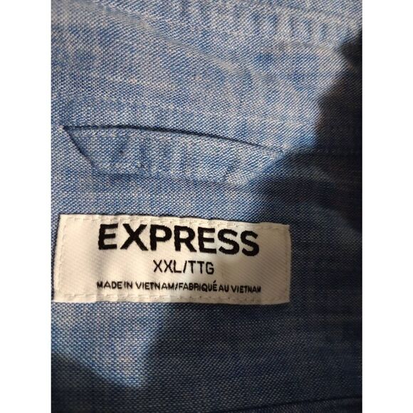 Express Shirt Men's XXL Chambray Button Front Long Sleeve - Picture 6 of 8